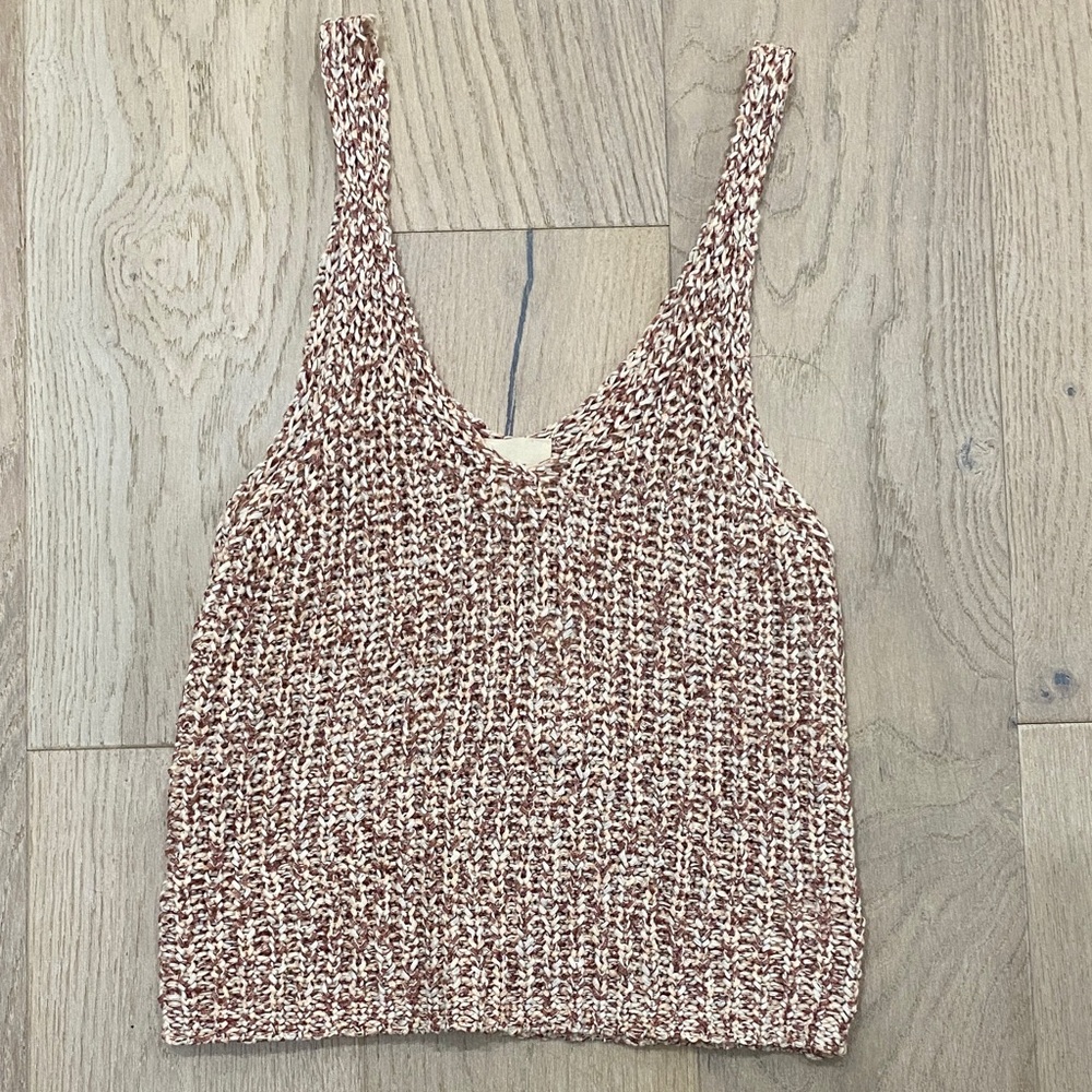 Harper Knit Tank Top - Brown and Cream
